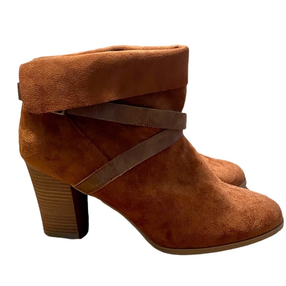 ND NEW DIRECTIONS MACEY’S JORIE RUST SUEDE CHUNKY HEELED ANKLE BOOTS SIZE 10 - Picture 5 of 16